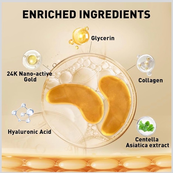 20 Pack- Gold Under Eye Patches with 24K Nano-active Gold - Picture 3 of 6
